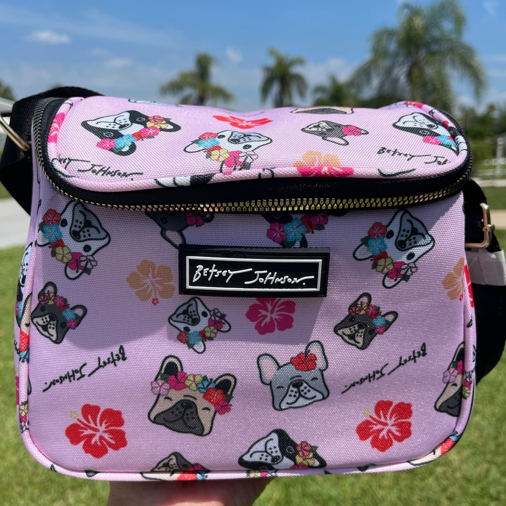 BETSEY JOHNSON Insulated Cube Lunch Tote In Flower Crown Pups - Picture 9 of 13